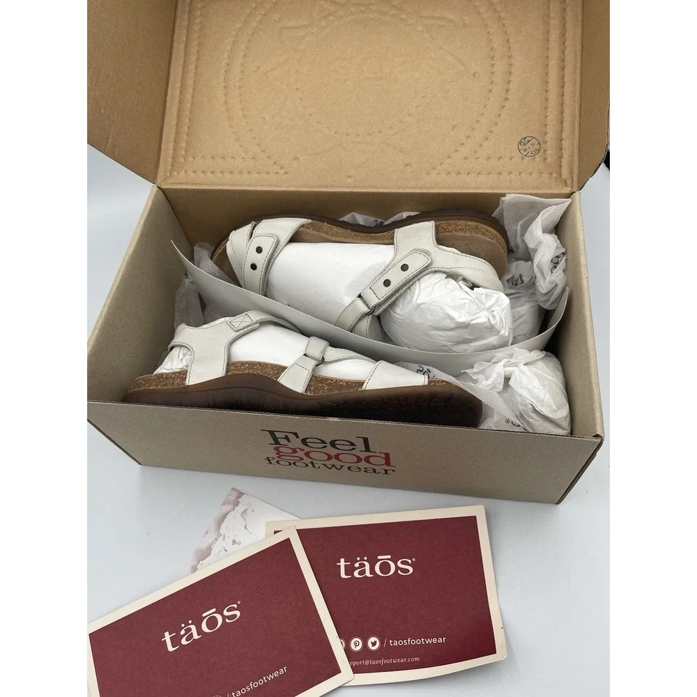 Taos Footwear Women's Leather Sandals Grand Z Off White 6M New In Box Comfort